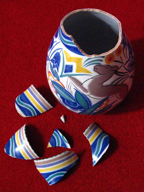 Poole Pottery Vase Restoration - Before Poole Pottery Vase Restoration - Before
