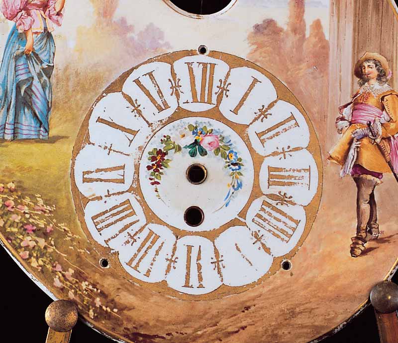 French Easel Clock Worn gilding to the dial.